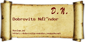 Dobrovits Nándor névjegykártya